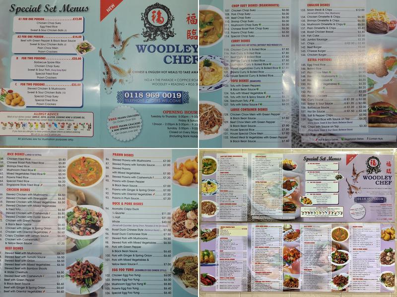 Woodley Chef Menu
