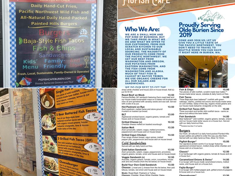 Pigfish Café Menu