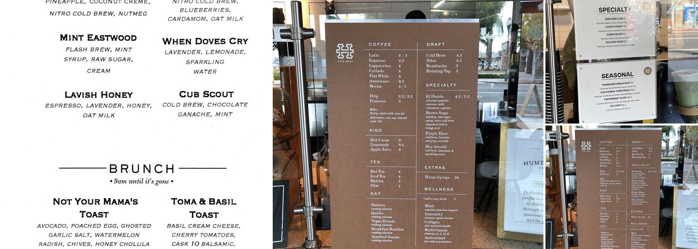 Humblemaker Coffee Co. Menu