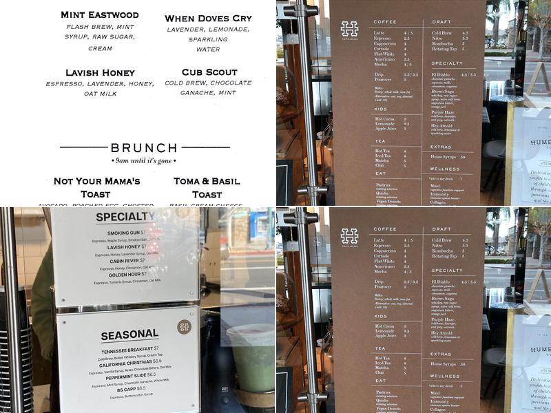 Humblemaker Coffee Co. Menu