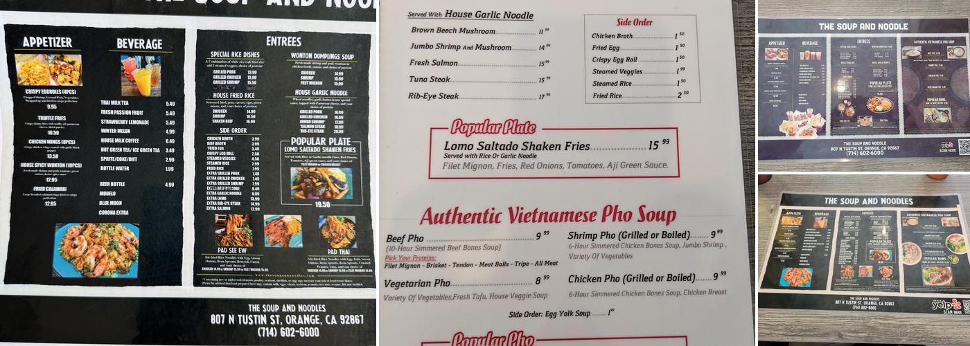 The Soup and Noodle Menu