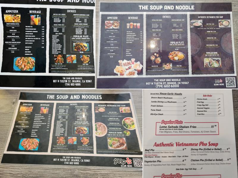 The Soup and Noodle Menu