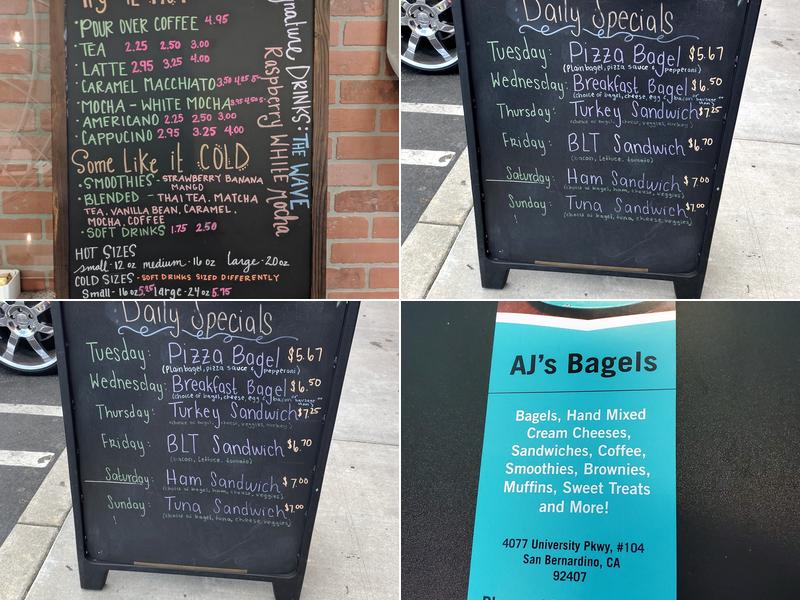 AJ's Bagels Menu