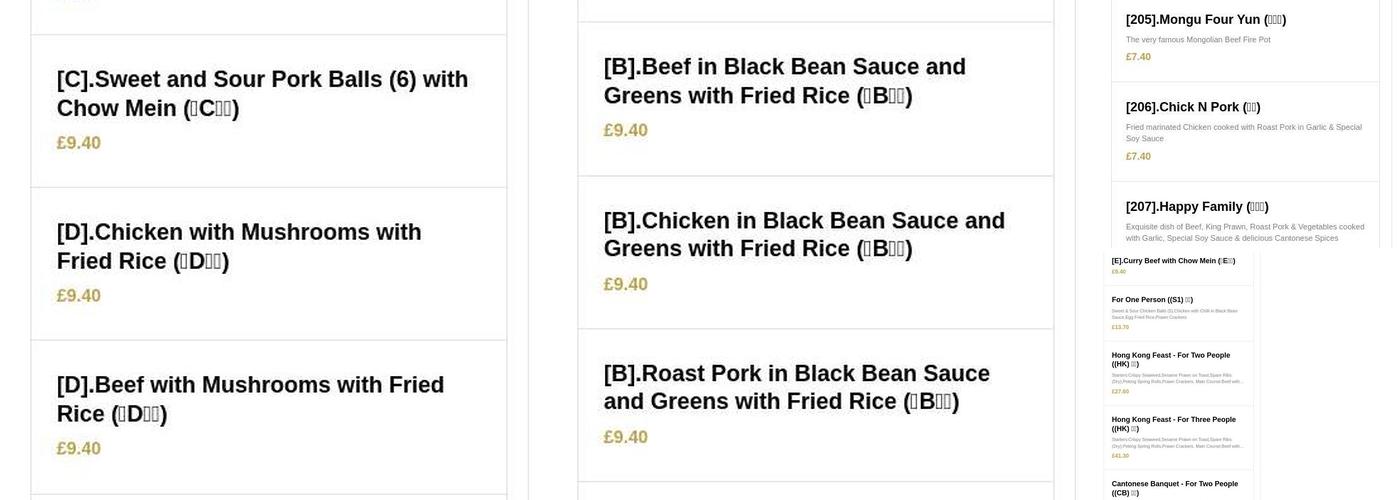 Oriental Express Menu