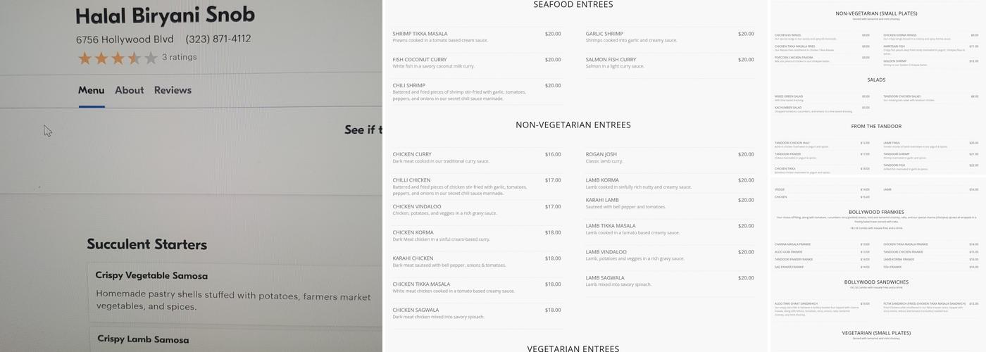 Bollywood Grill Menu