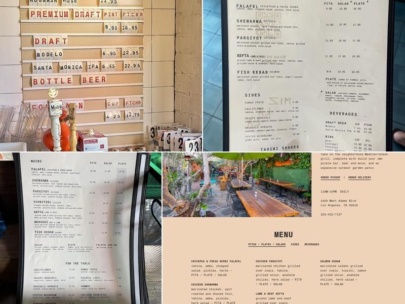 Mizlala West Adams Menu