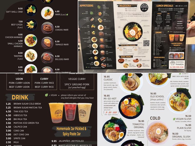 Dashiwa Ramen Menu