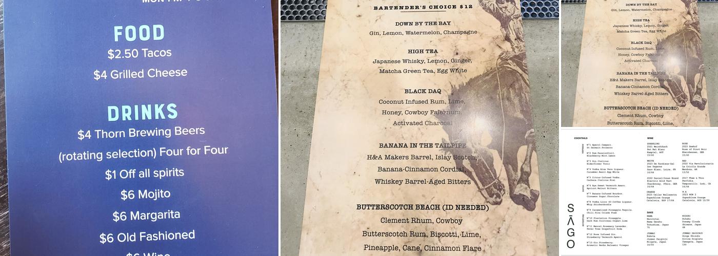 SAGO Menu