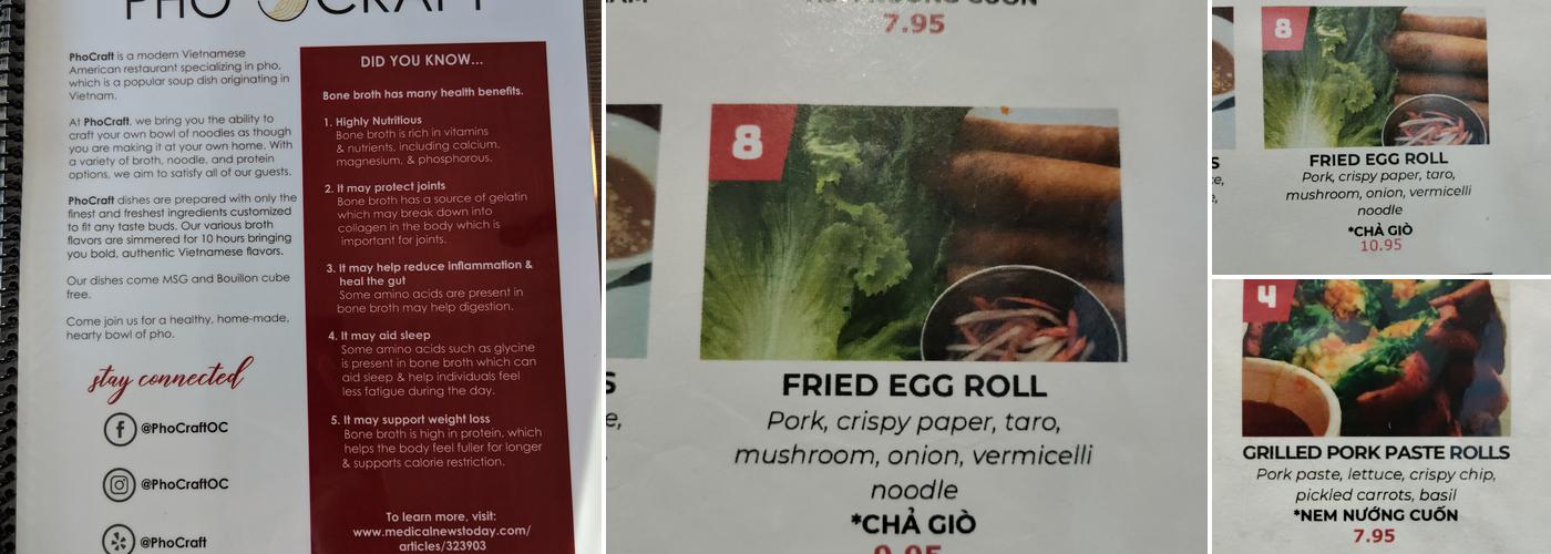 Pho May Menu