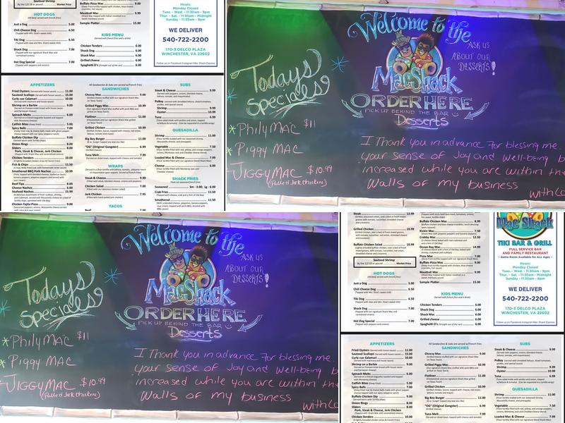 Mac Shack Menu