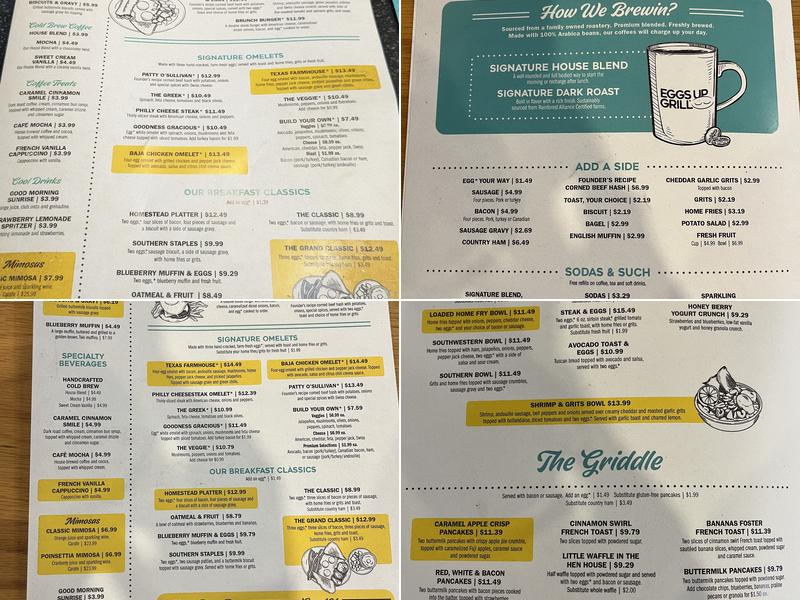Eggs Up Grill Menu