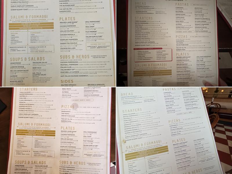 B.B. Italia Menu