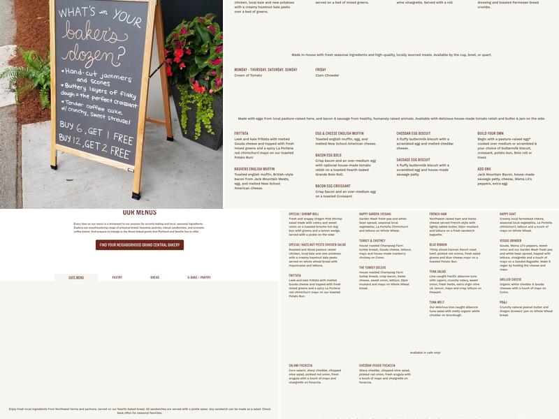 Grand Central Bakery - Wallingford cafe Menu