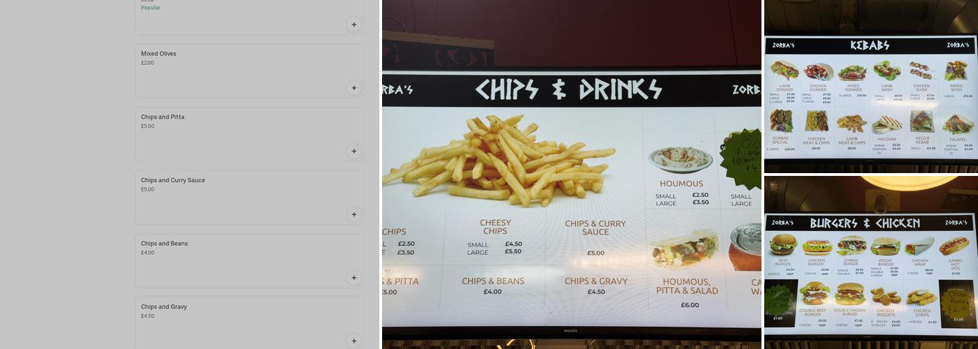 Zorba's Shisha & Kebab Menu