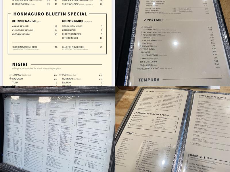 Tom Sushi Menu