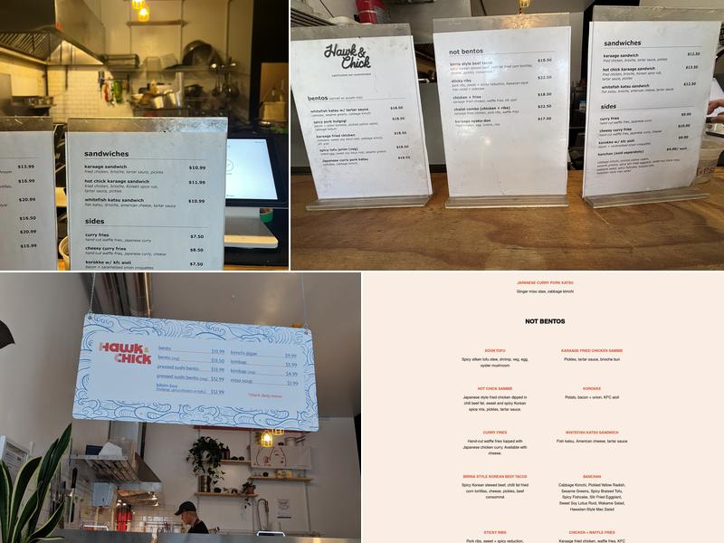 Hawk & Chick Menu