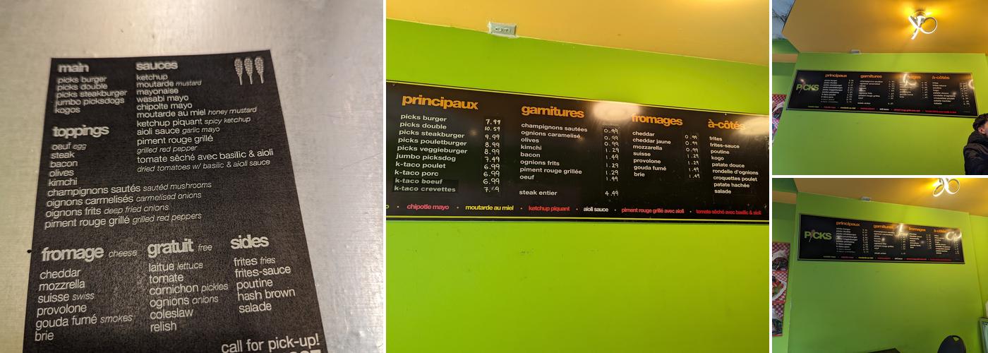 Picks Menu