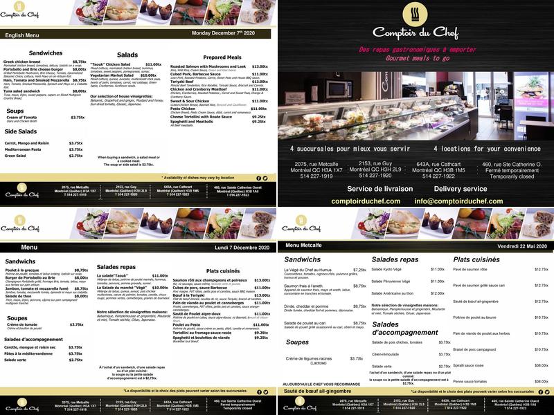 Comptoir du chef Menu