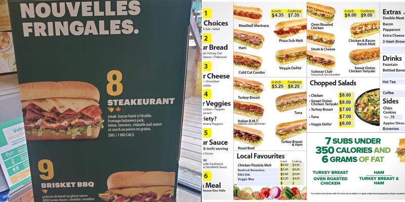 Subway Menu