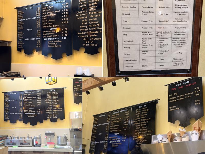 Fritz European Fry House Menu