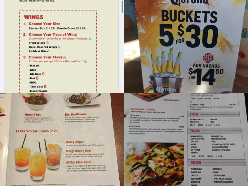 Boston Pizza Menu