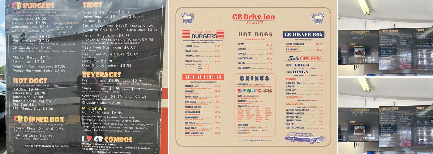 CB Drive Inn Menu
