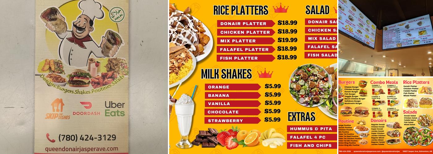 Queen Donair Jasper Avenue Menu