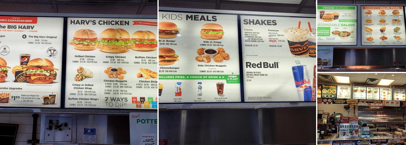 Harvey's Menu