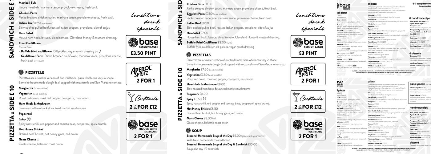 Base Pizzeria & Bar Menu