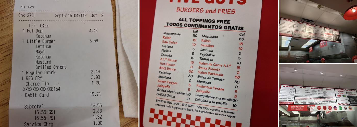 Five Guys Menu