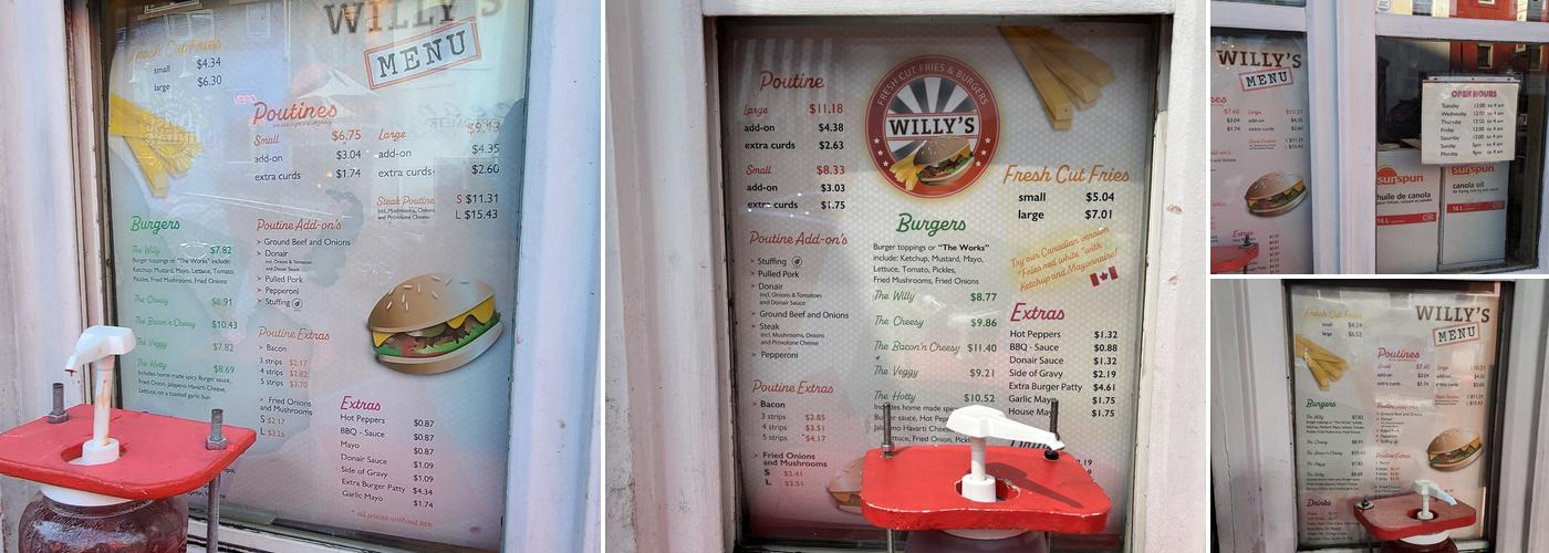 Willy’s Menu
