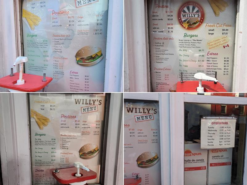 Willy’s Menu