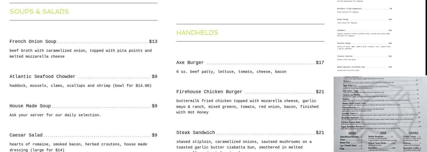 Station Six Food and Drink Menu