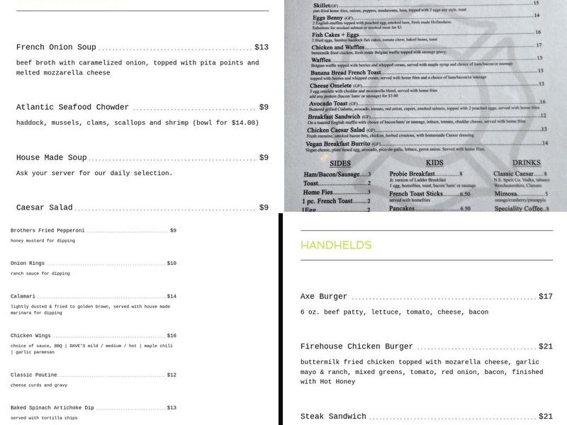 Station Six Food and Drink Menu