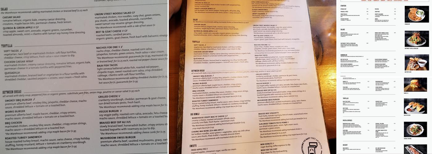 El Furniture Warehouse Menu