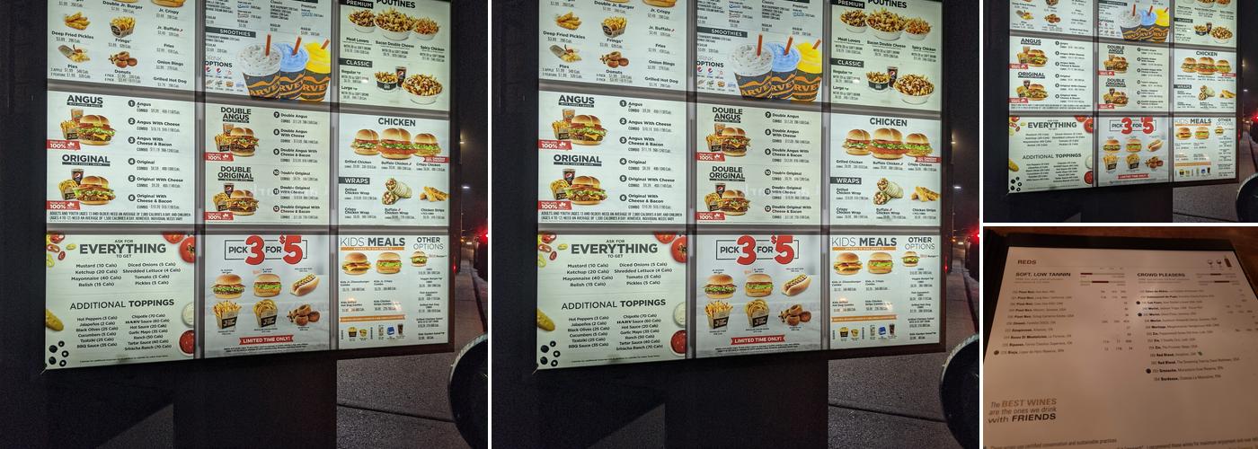 Harvey's Menu