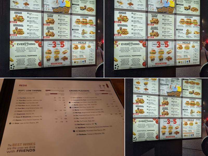 Harvey's Menu