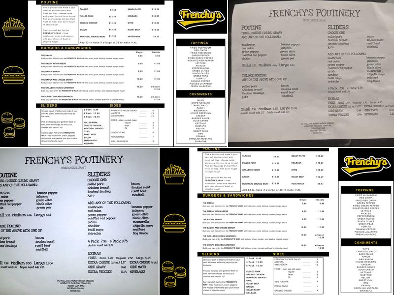 Frenchy's Poutinery Menu