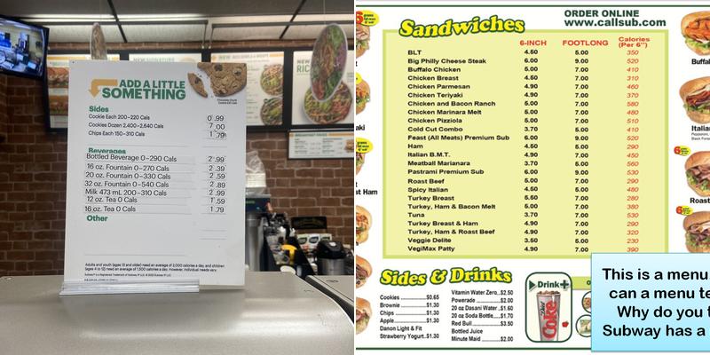 Subway Menu
