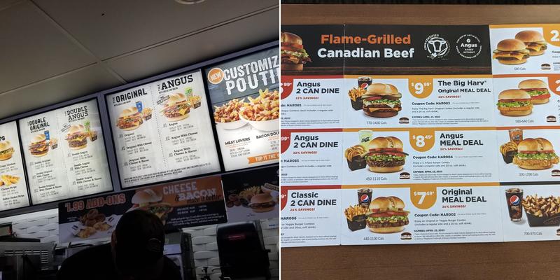 Harvey's Menu