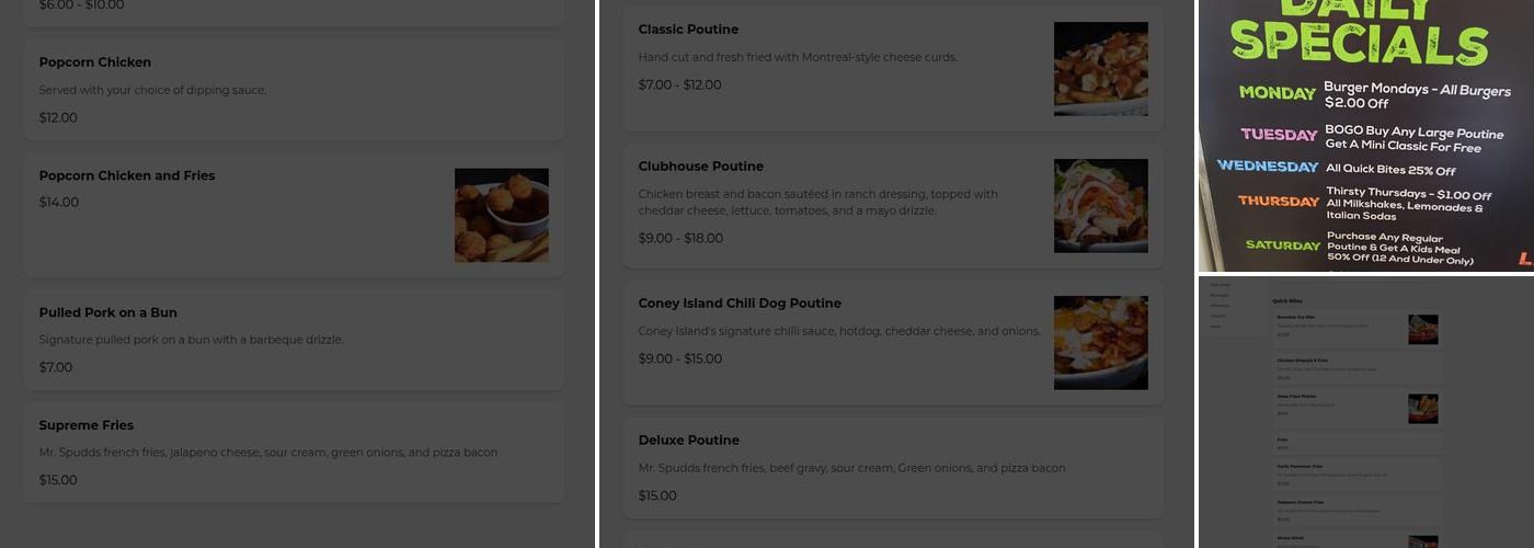 Coney Island Poutine Menu