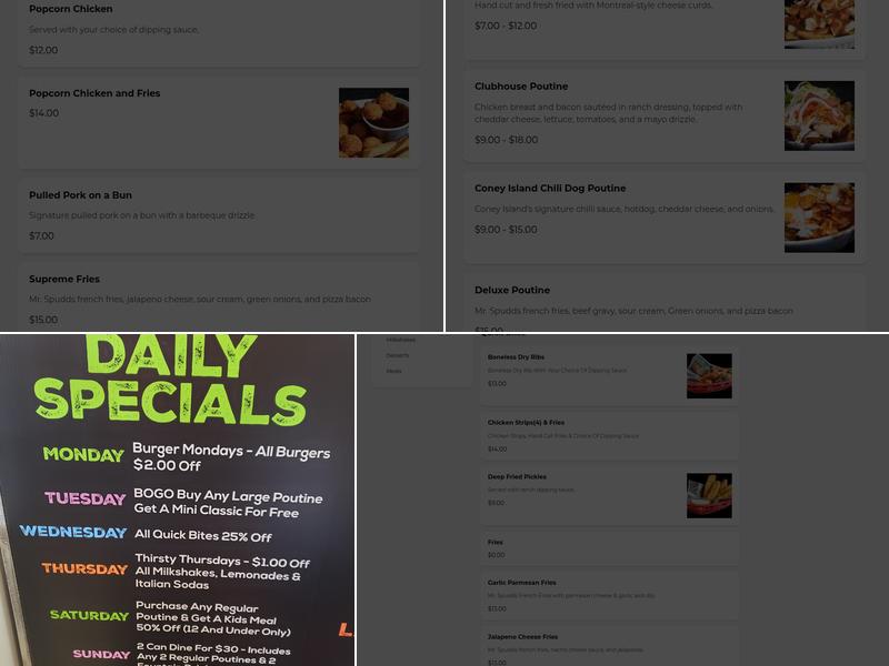 Coney Island Poutine Menu