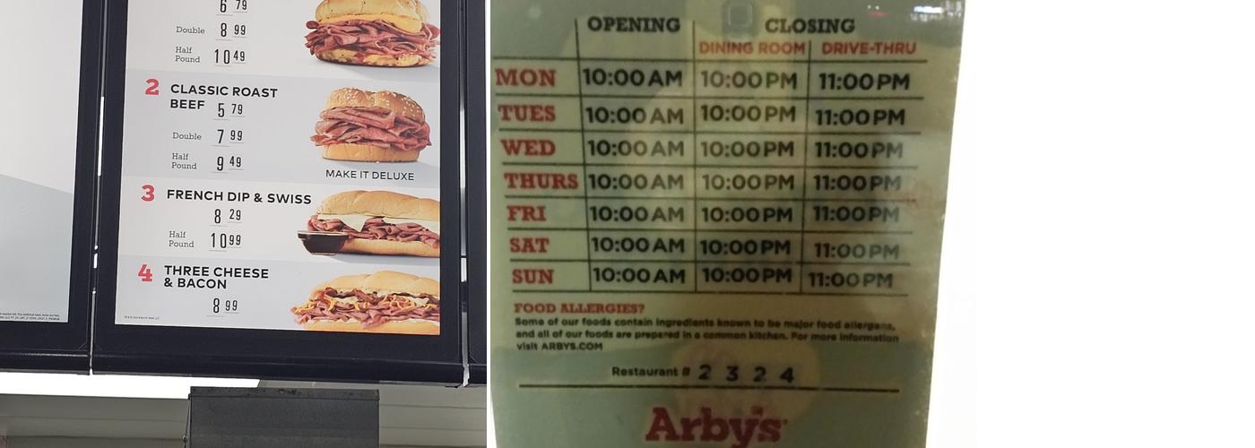 Arby's Menu