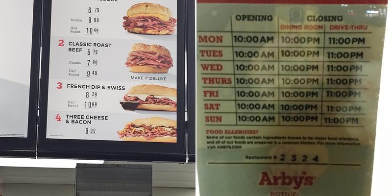 Arby's Menu
