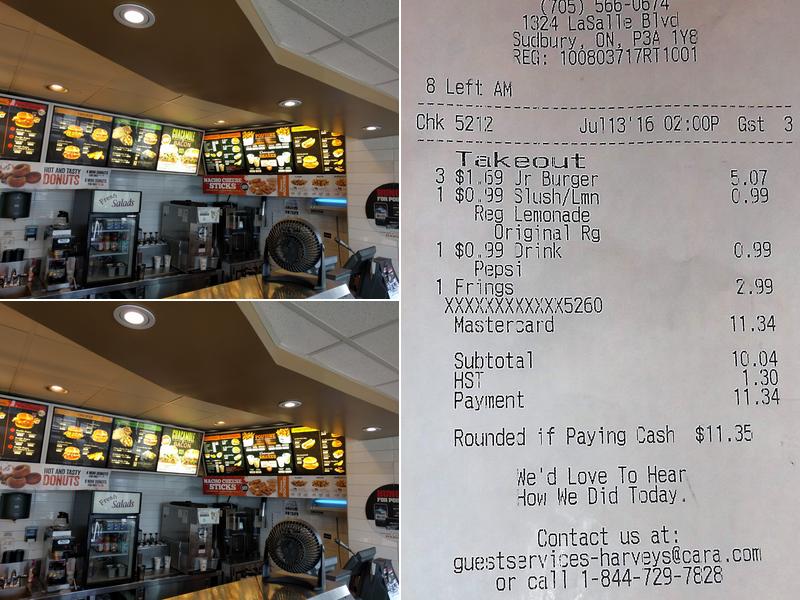 Harvey's Menu