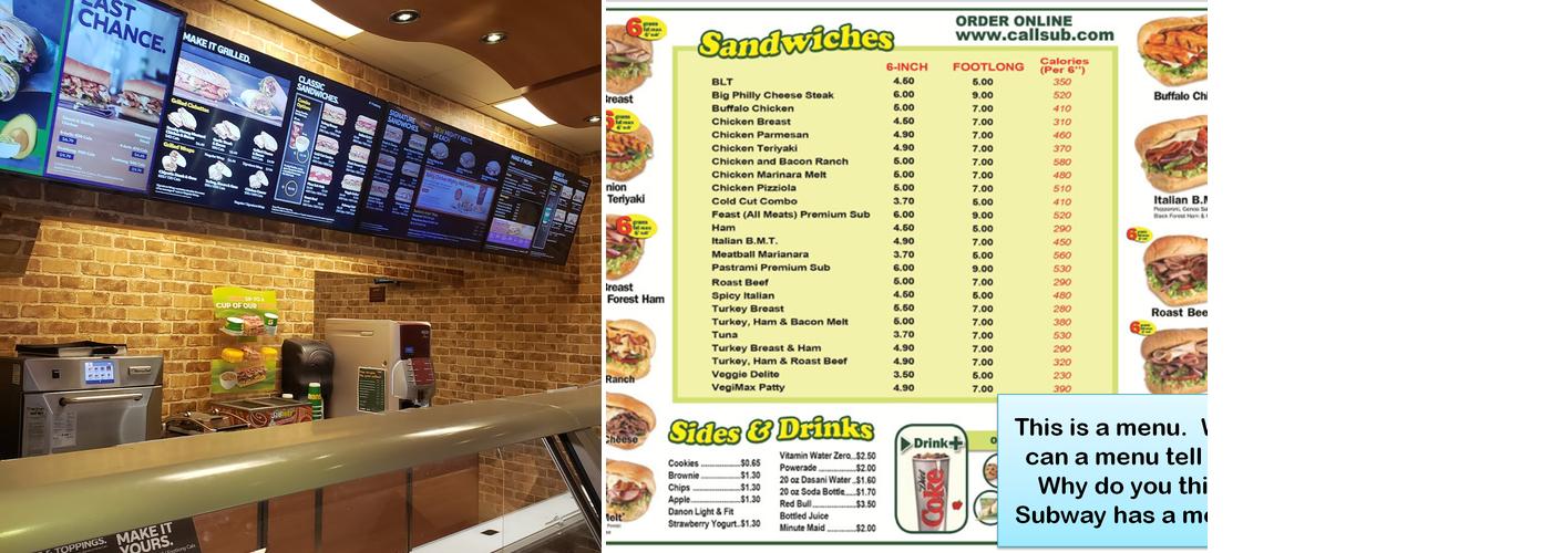 Subway Menu