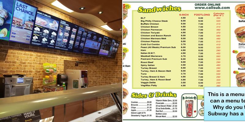 Subway Menu