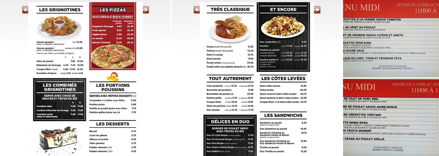 Chicking Menu