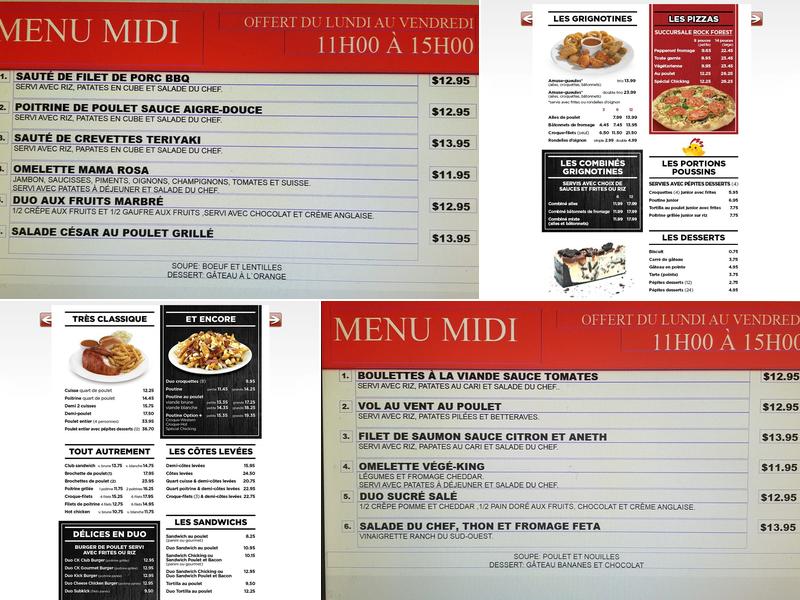 Chicking Menu
