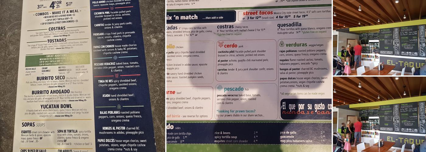 El Taquero - Tacos, Tequila & Catering Menu